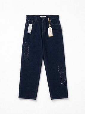 Celebrity Ace Dark Indigo Rhinestones Denim Jeans - Size 14